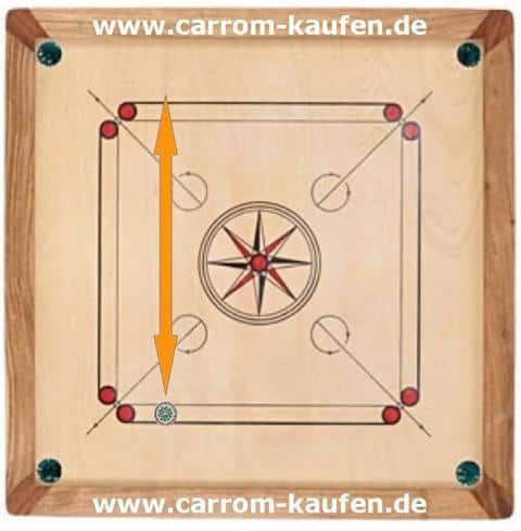 Carrom Training mit Striker und Spielsteinen